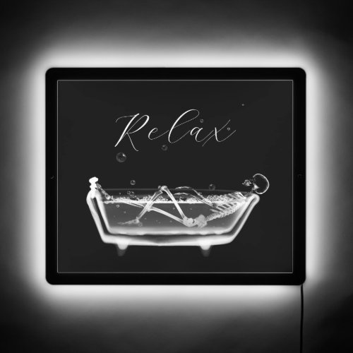 RELAX X_Ray Skeleton in Bath Tub _ BW LED Sign
