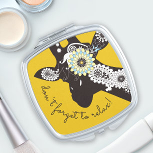 Relax - Yellow Funky Cool Giraffe Compact Mirror