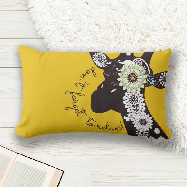 Relax - Yellow Funky Funny Giraffe Lumbar Pillow (Creator Uploaded)