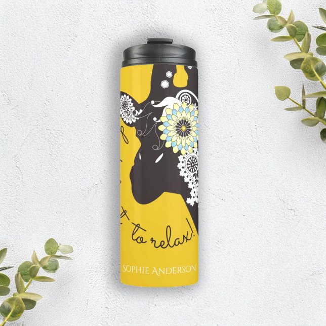 Relax - Yellow Funky Funny Giraffe Thermal Tumbler (Creator Uploaded)