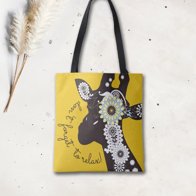 Relax - Yellow Funky Funny Giraffe Tote Bag (Creator Uploaded)