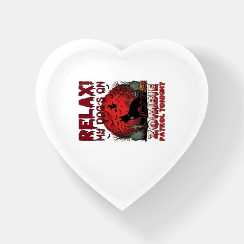 Relax Zombie Patrol Tonight Dog Halloween Red Moon Paperweight