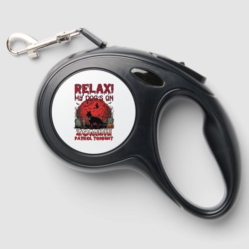 Relax Zombie Patrol Tonight Dog Halloween Red Moon Retractable Pet Leash