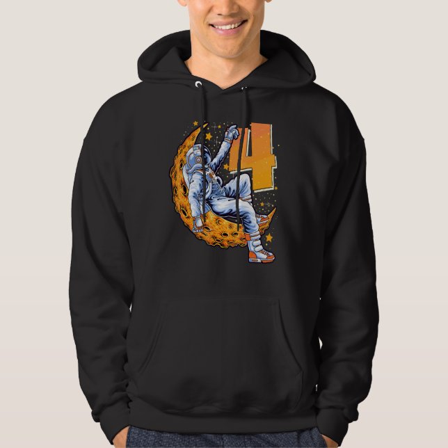 Relaxed Astronaut 4th Birthday Boy Girl 4 Years 20 Hoodie (Front)