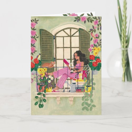 Relaxed birthday wish woman card