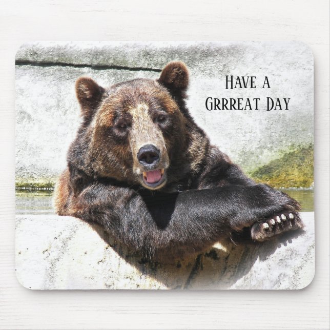 relaxed black bear with quote mouse pad (Front)