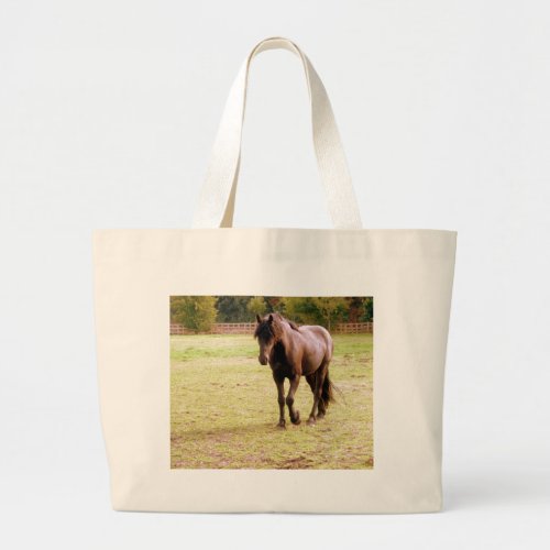 Relaxed Brown Horse Walking Large Tote Bag