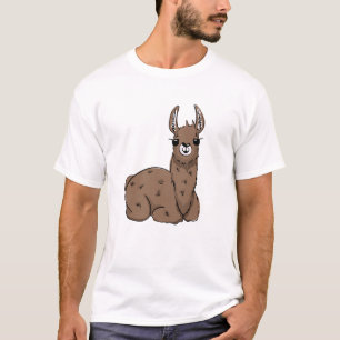 Relaxed Cartoon Llama – Cozy Animal T-Shirt