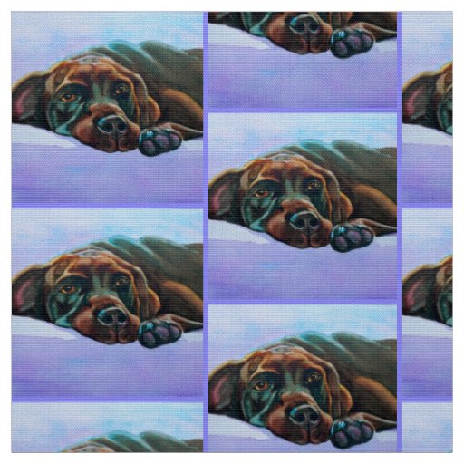 Relaxed Chocolate Labrador Retriever Dog Fabric