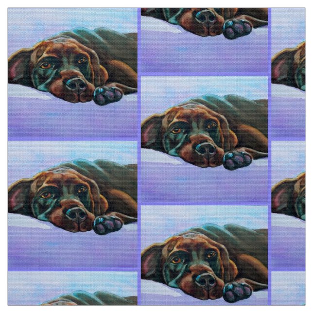 Relaxed Chocolate Labrador Retriever Dog Fabric (Swatch)