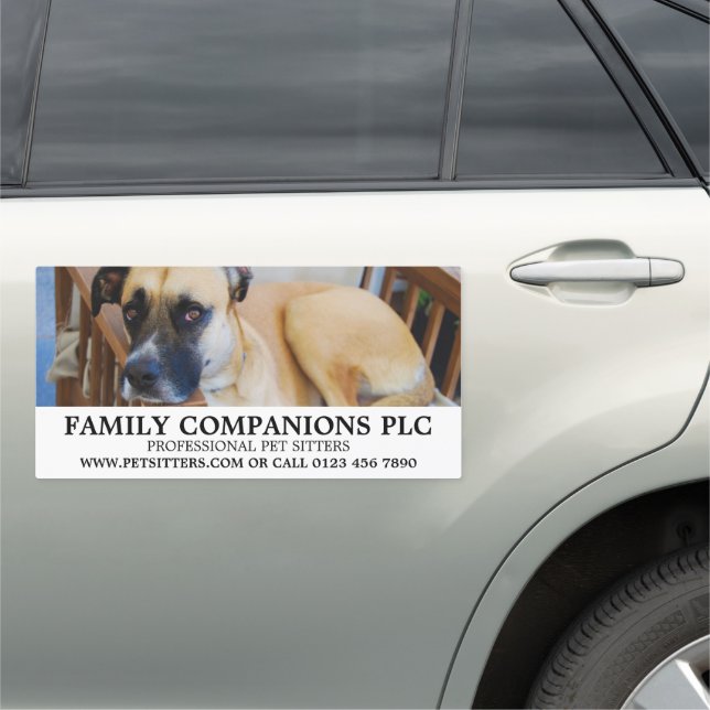 Relaxed Dog, Pet Sitting Service Advertising Car Magnet (In Situ)