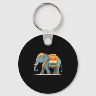 Relaxed Elephant In Indian Colors Costume Keychain