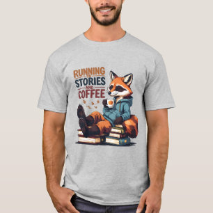 Relaxed Fox with Coffee – Cozy Book Lovers T-Shirt