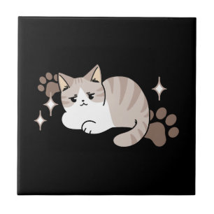 Relaxed & Lazy Vibes for Cat Lovers Design Ceramic Tile