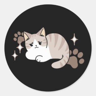 Relaxed & Lazy Vibes for Cat Lovers Design Classic Round Sticker