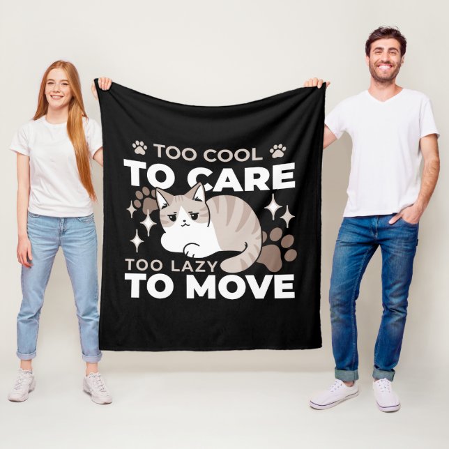 Relaxed & Lazy Vibes for Cat Lovers Design Fleece Blanket (In Situ)
