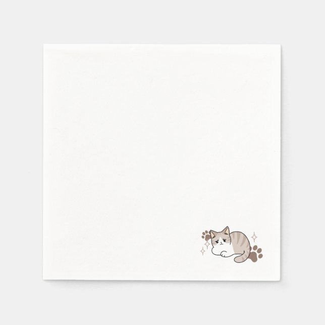 Relaxed & Lazy Vibes for Cat Lovers Design Napkins (Front)