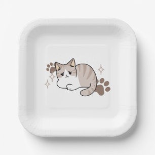 Relaxed & Lazy Vibes for Cat Lovers Design Paper Plates