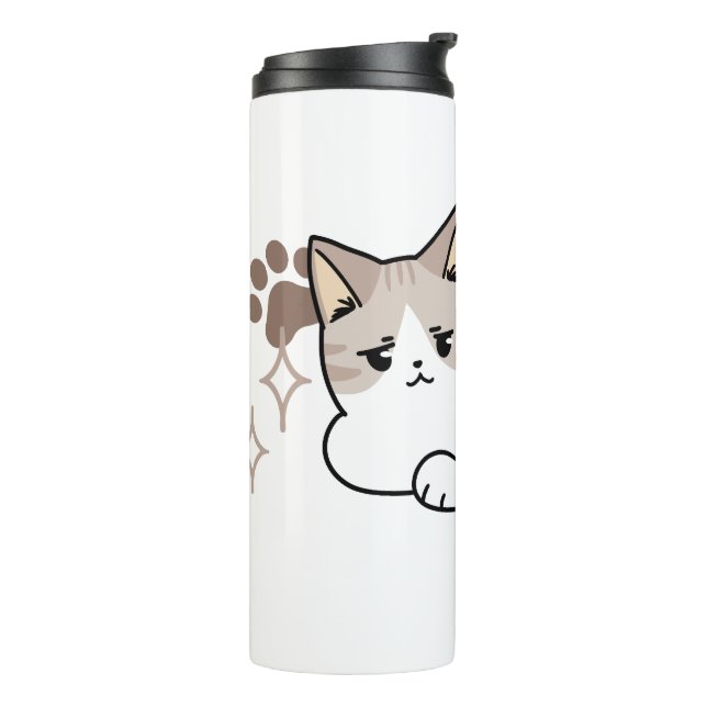 Relaxed & Lazy Vibes for Cat Lovers Design Thermal Tumbler (Rotated Left)