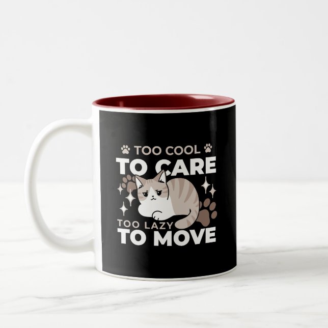 Relaxed & Lazy Vibes for Cat Lovers Design Two-Tone Coffee Mug (Left)