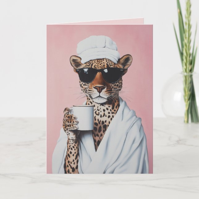 Relaxed Leopard Morning Vibes Invitation (Front)
