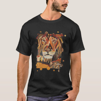 Relaxed Lion Portrait In Cubist Style T-Shirt