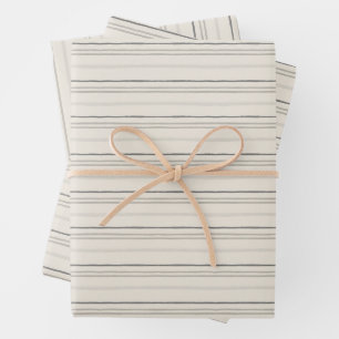 Relaxed Neutral Painterly Stripe Pattern Wrapping Paper Sheets