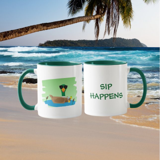 Relaxed Pond Duck Drinking Pun Mug (Creator Uploaded)