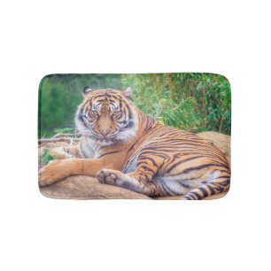 Relaxed Reclining Tiger Bathroom Mat