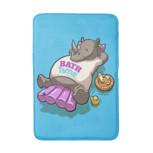 Relaxed Rhino Bath Time Funny Cartoon Character Bath Mat