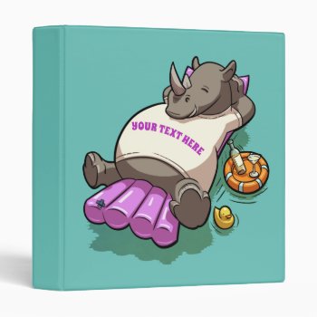 Relaxed Rhino On A Lilo Funny Cartoon Character 3 Ring Binder by NoodleWings at Zazzle