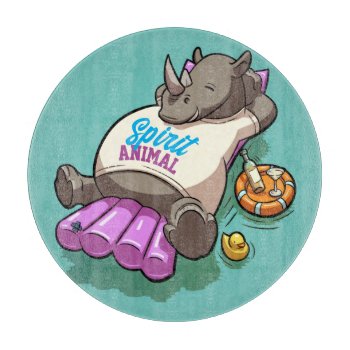 Relaxed Rhino Spirit Animal Funny Cartoon Cutting Board by NoodleWings at Zazzle