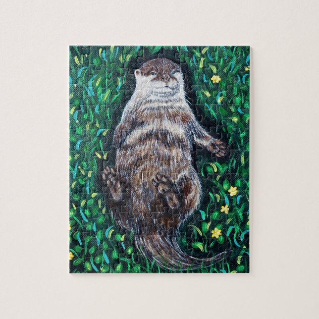 Relaxed River Otter Painting Jigsaw Puzzle (Vertical)
