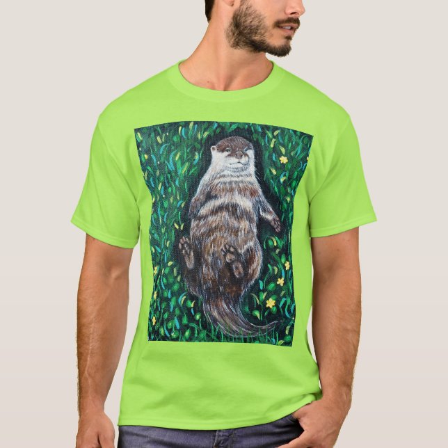 Relaxed River Otter Painting T-Shirt (Front)