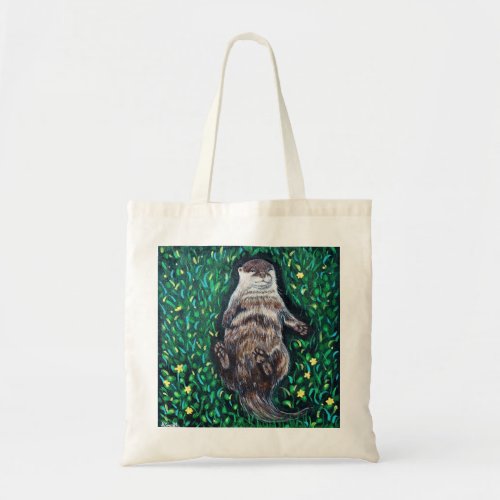 Relaxed River Otter Painting Tote Bag