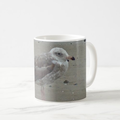 Relaxed Seagull on Sand Painted Ocean Bird Nature Coffee Mug