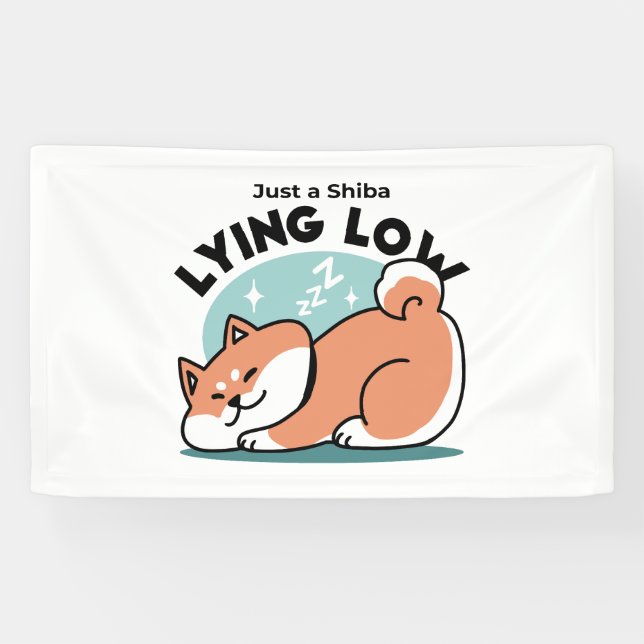 Relaxed Shiba Inu Art: Just a Shiba Lying Low Banner (Horizontal)