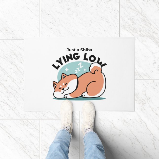 Relaxed Shiba Inu Art: Just a Shiba Lying Low Doormat (Indoor)