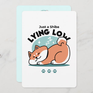 Relaxed Shiba Inu Art: Just a Shiba Lying Low Holiday Card