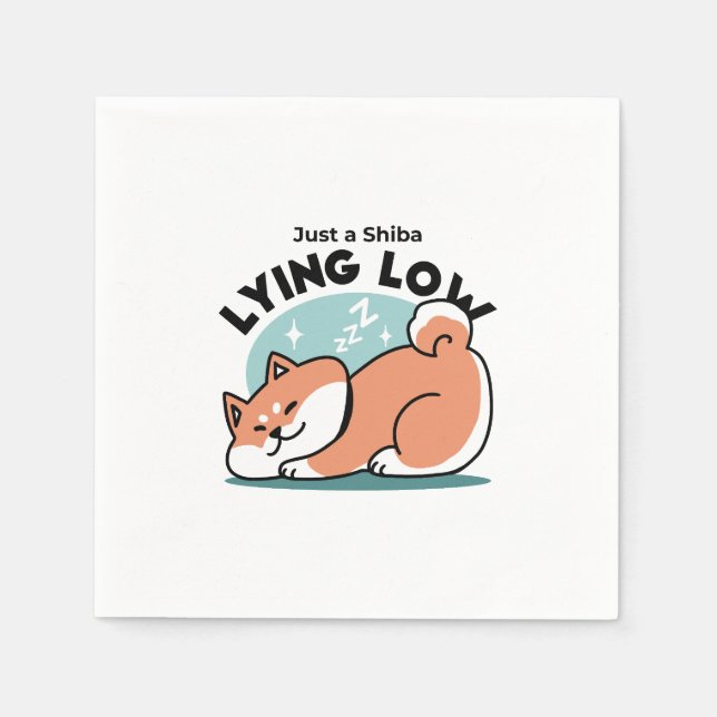 Relaxed Shiba Inu Art: Just a Shiba Lying Low Napkins (Front)