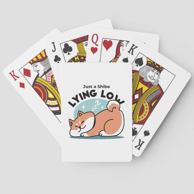 Relaxed Shiba Inu Art: Just a Shiba Lying Low Poker Cards (Back)