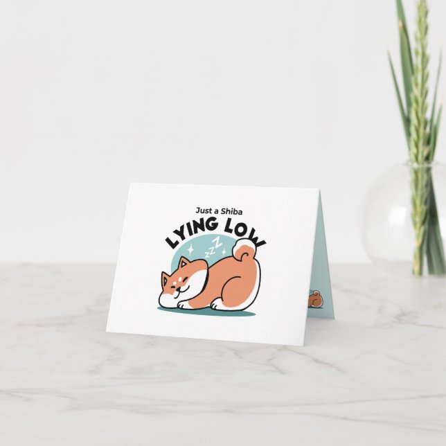 Relaxed Shiba Inu Art: Just a Shiba Lying Low Thank You Card (Front)