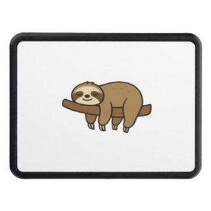 Relaxed Sloth on Branch Retro Logo Classic T-Shirt Hitch Cover
