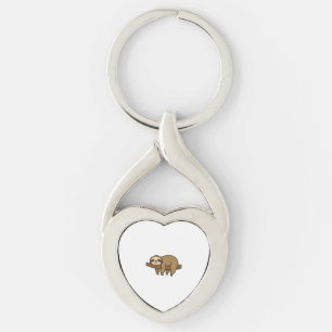 Relaxed Sloth on Branch Retro Logo Classic T-Shirt Keychain