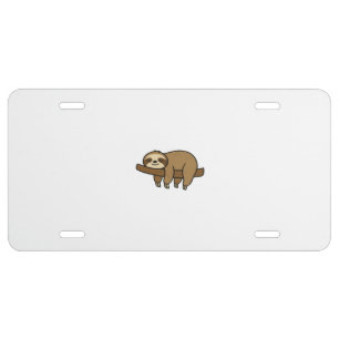 Relaxed Sloth on Branch Retro Logo Classic T-Shirt License Plate