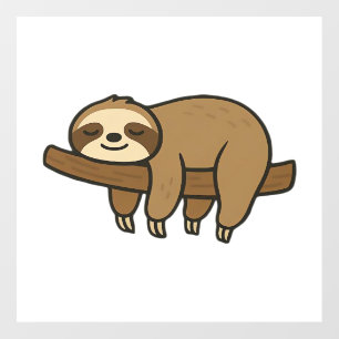 Relaxed Sloth on Branch Retro Logo Classic T-Shirt Wall Decal
