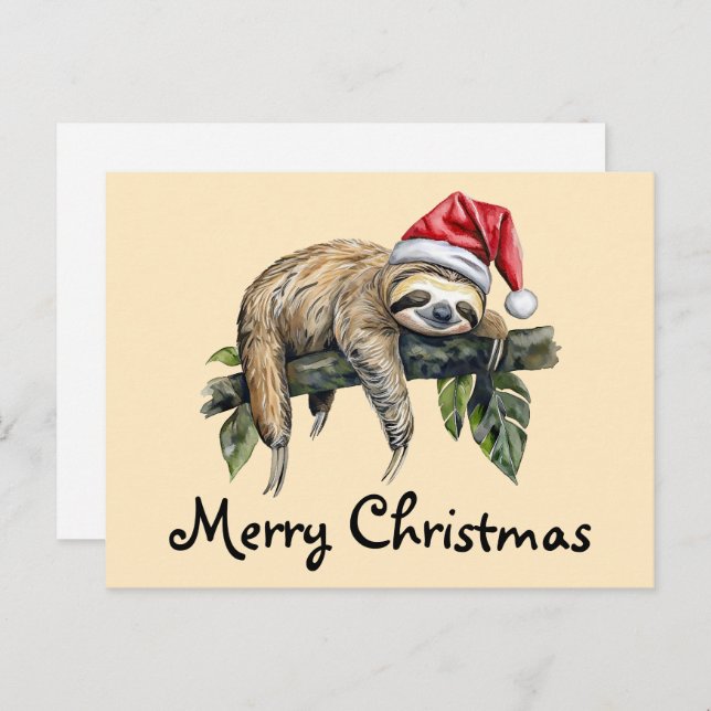 Relaxed Sloth with a Christmas hat 1 Postcard (Front/Back)