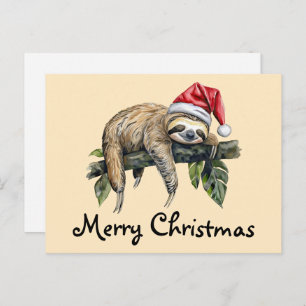 Relaxed Sloth with a Christmas hat 1 Postcard