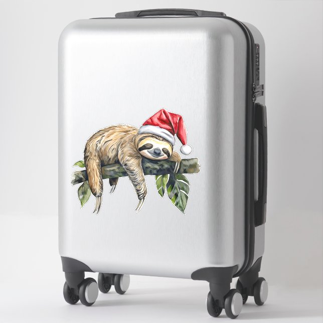 Relaxed Sloth with a Christmas hat 1 Sticker (Suitcase)