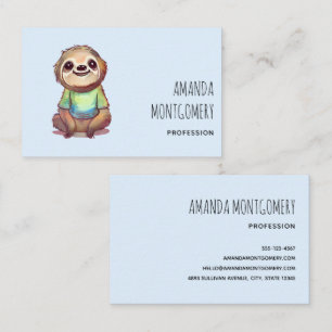 Relaxed Smiling Sloth sitting Cross-Legged Business Card